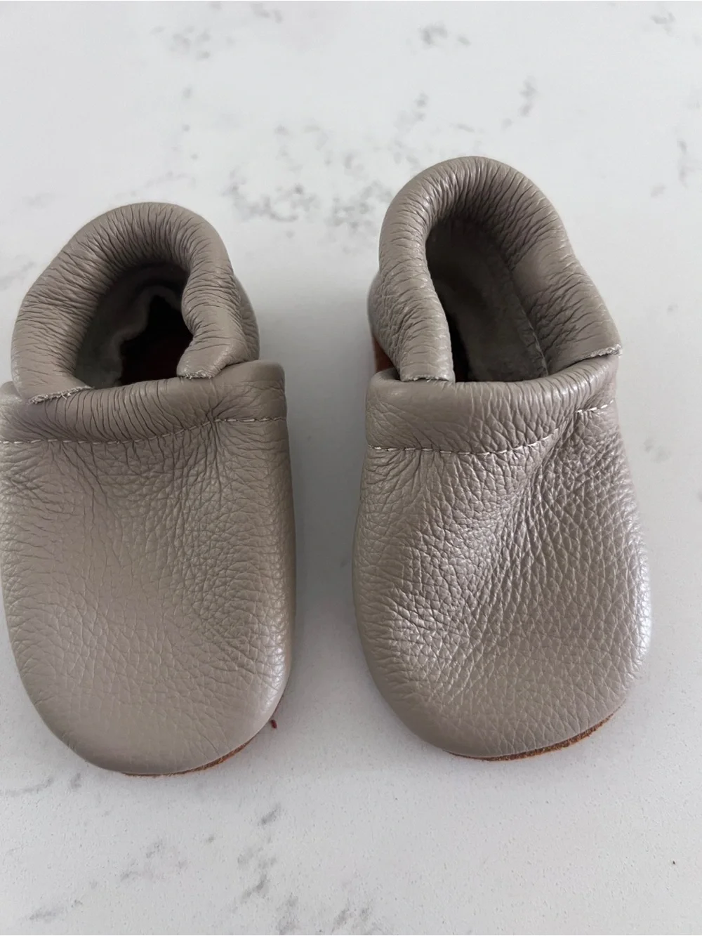 Baby Leather Moccasin Slip-Ons in Taupe — Soft Baby Shoes